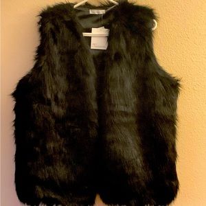 SALE ! NEW FAUX FUR JACKET VEST ALLOVER FUR SLEEVELESS GORGEOUS BLACK